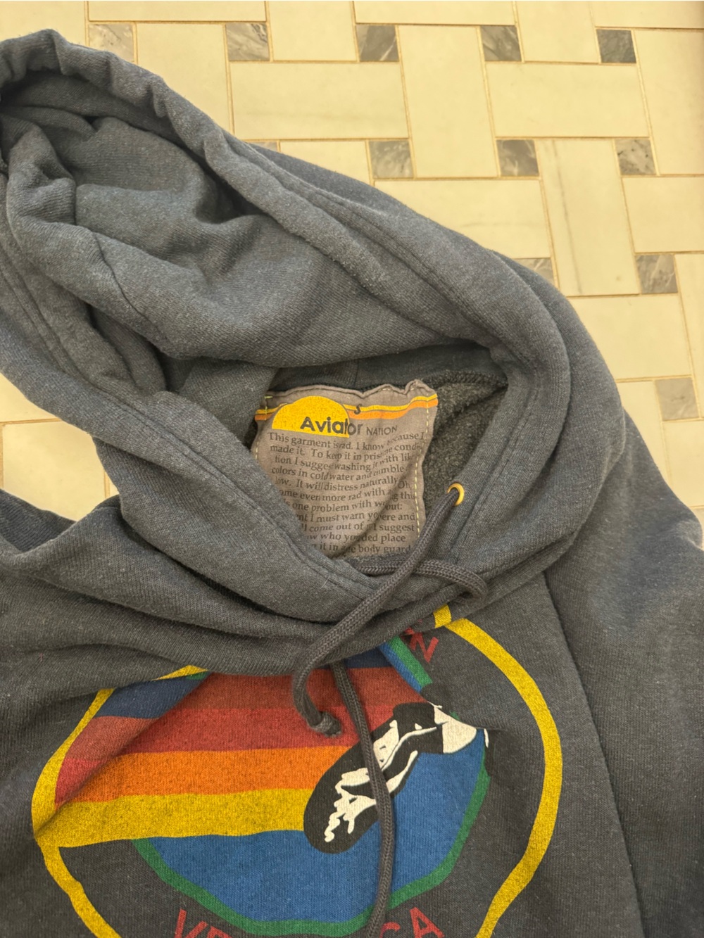 Aviator Nation Navy Graphic Hoodie with Rainbow Patch - Picture 3 of 3